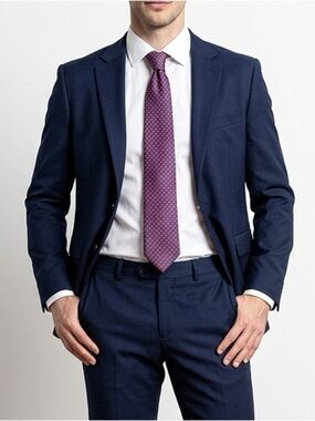 Italian 100% Silk Elegant Geometric Tie in Purple and Red | Made in Florence |